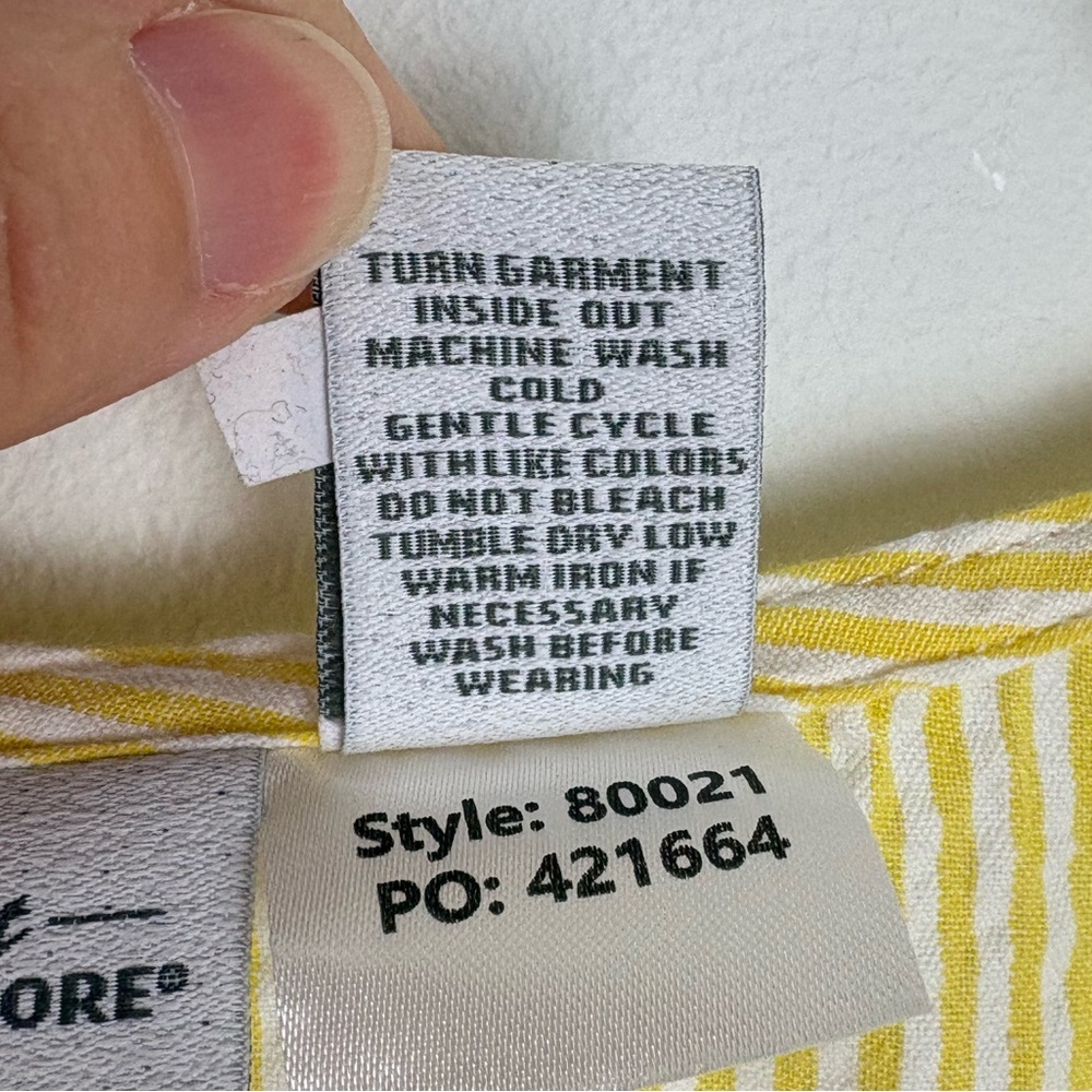 Vermont Country Store Yellow Searsucker Tie-Sleeve Tunic Top sz 3X 100% cotton - Picture 3 of 7